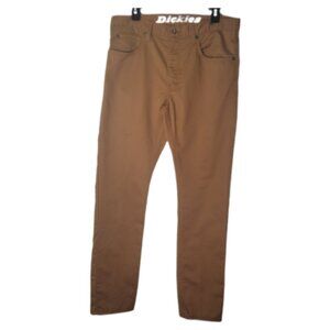 Dickies pants slim straight tawney brown medium light cotton poly blend 33 x 32‎